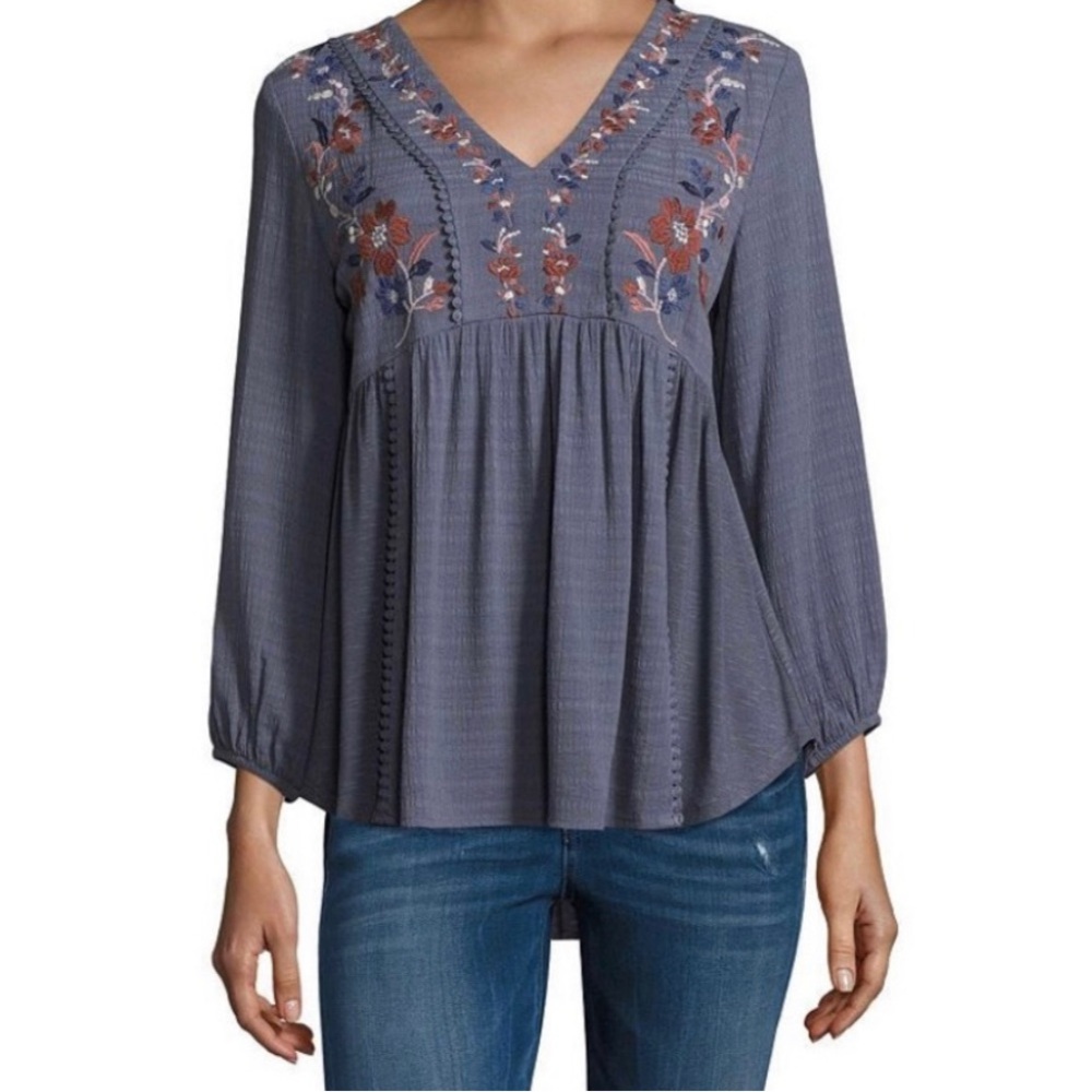 Artesia Long Sleeve Embroidered Top